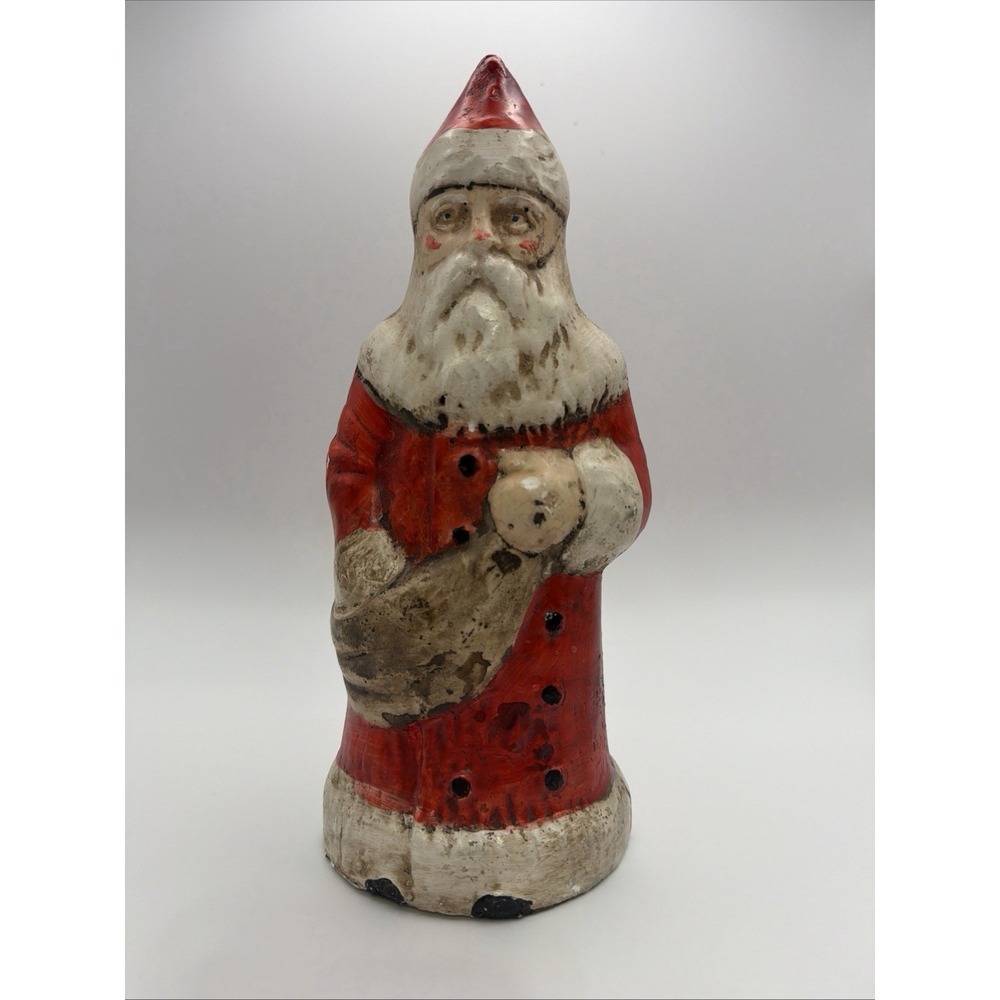 Vintage Fairfield Folk Art Primitive Rustic Santa Chalkware Hand Crafted USA 9"